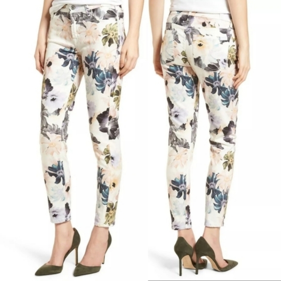 7 For All Mankind The Ankle Skinny Jeans in Floral Print - Picture 1 of 9
